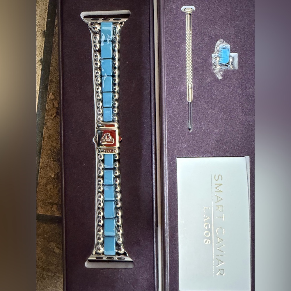 LAGOS Silver Beaded Bracelet Band with Turquoise Inlay for Smartwatch - Picture 3 of 6